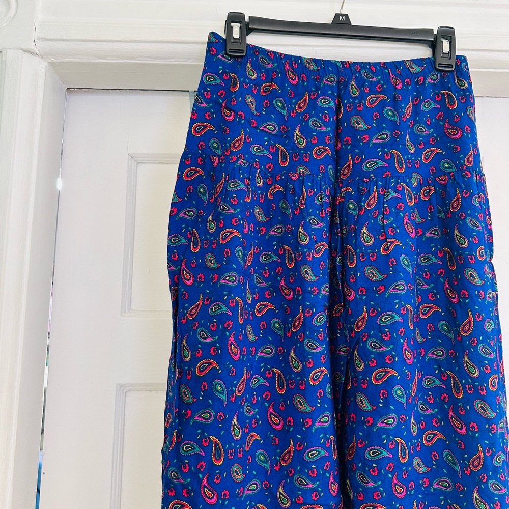 Blue Rainbow Paisley Midi Skirt